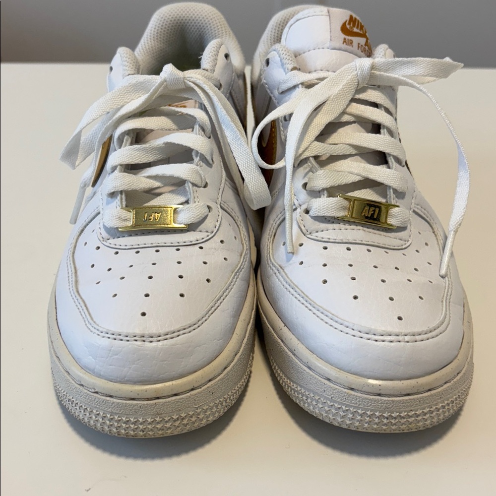 Nike Air Force 1 Women’s White and Gold Sneakers